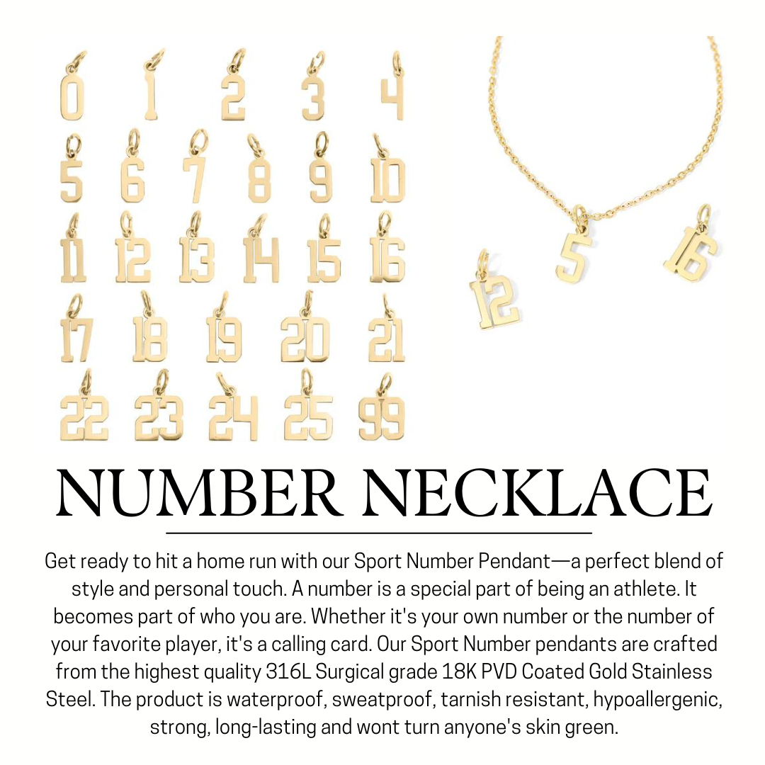 Stainless Steel Number Charm Necklace (Custom)