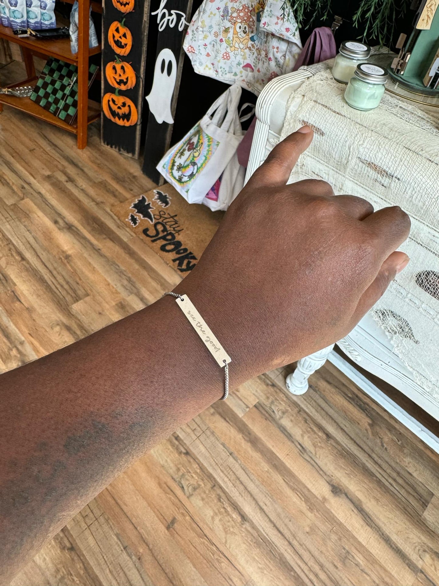 Stainless Steel Flat Adjustable Bar Bracelet (Custom)