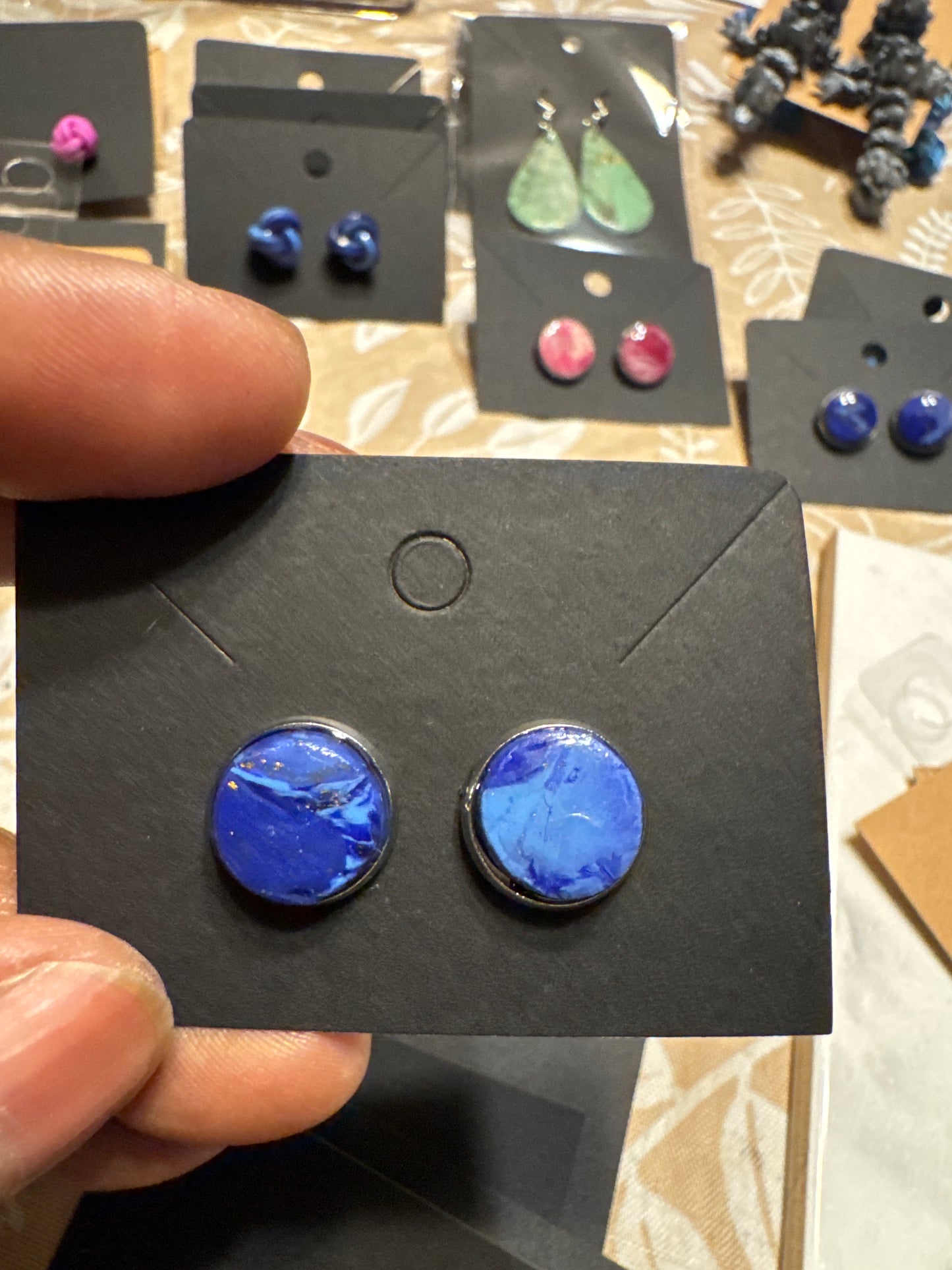“Cougar Blues” clay earrings