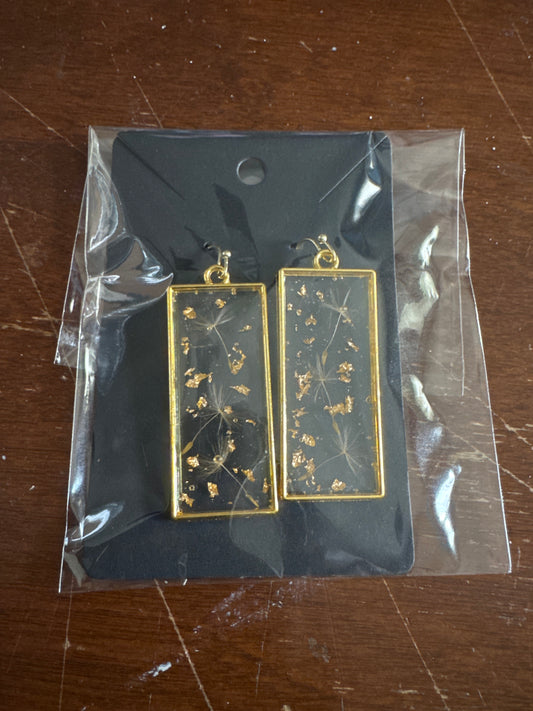 Rectangle Dandelion Resin Dangles