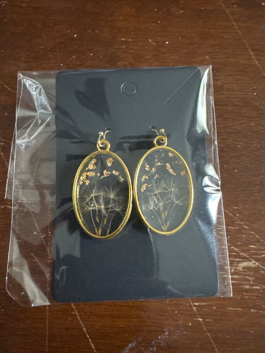 Oval Dandelion Resin Dangles
