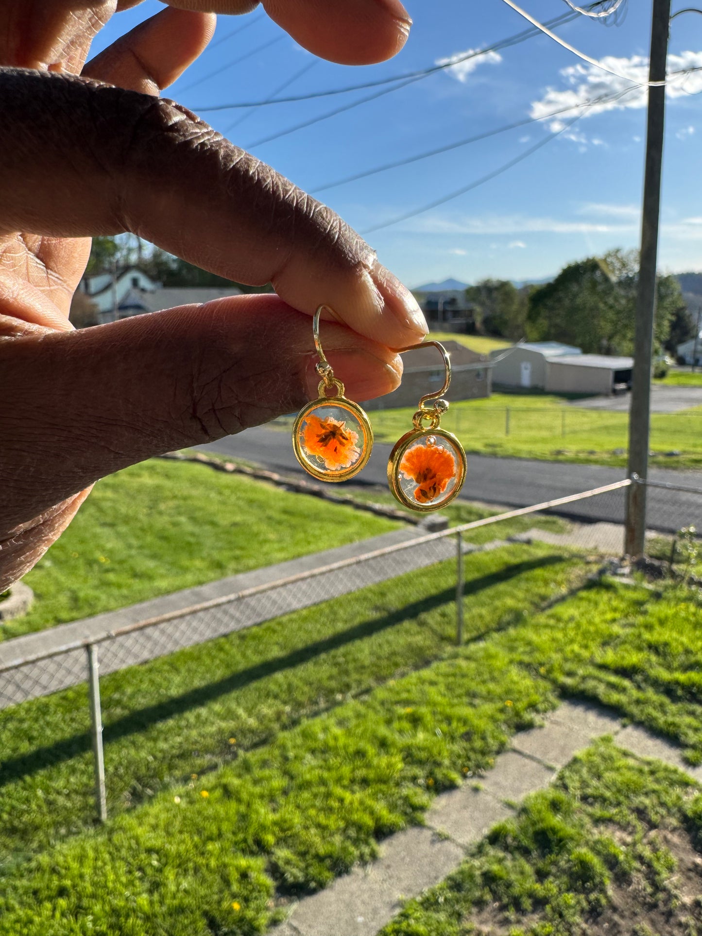 Gold Circle Resin Dangles