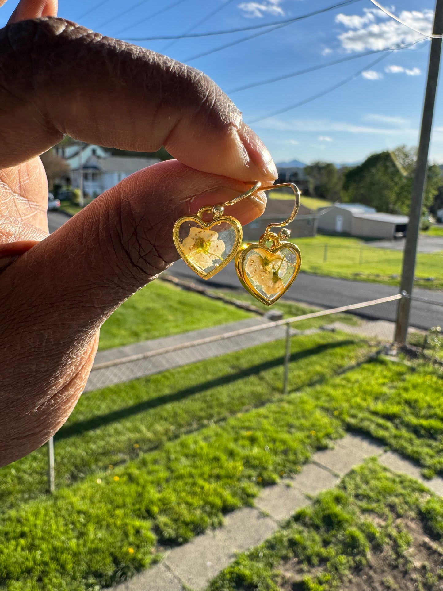 Gold Heart Resin Dangles