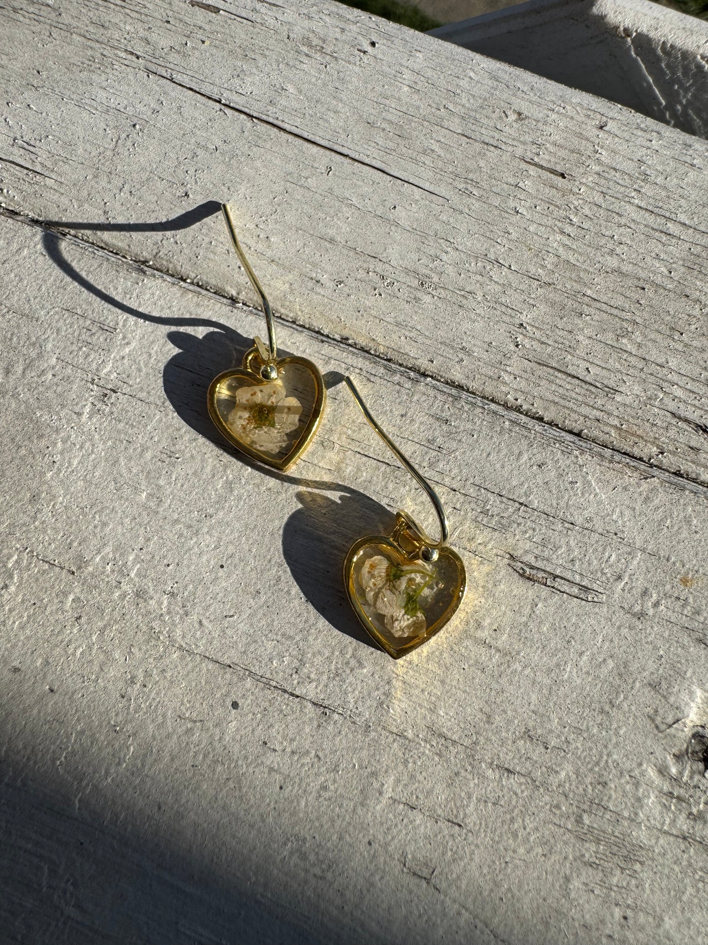 Gold Heart Resin Dangles