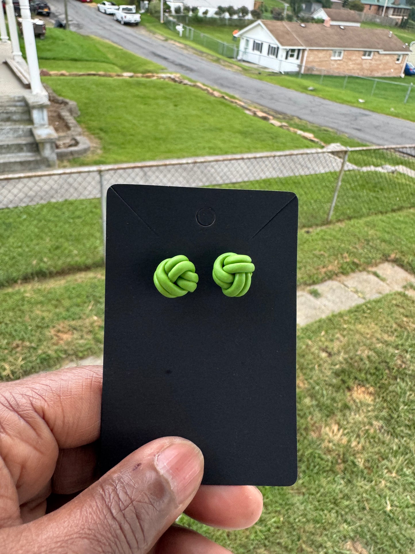 “Double Knottie” clay earrings