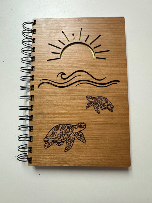 Sea turtles Cat Wood cover journal