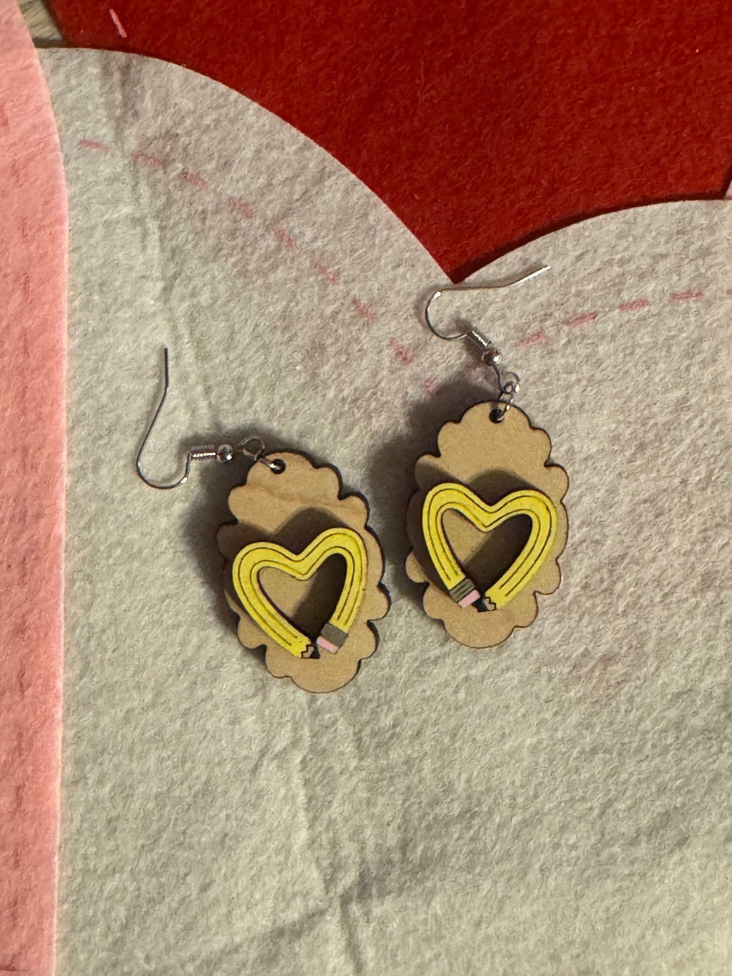 Pencil Heart Framed Earrings