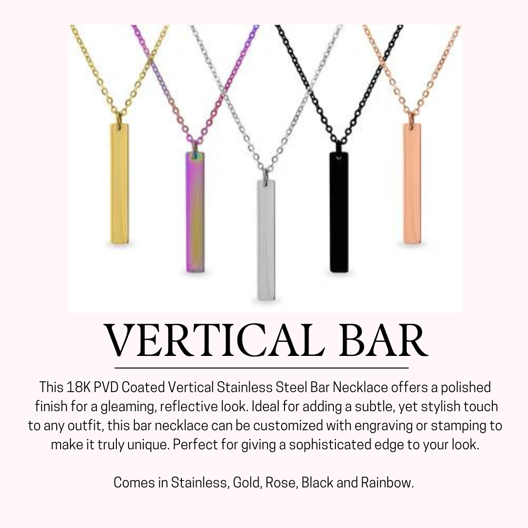 Stainless Steel Vertical Bar Necklace (Custom)