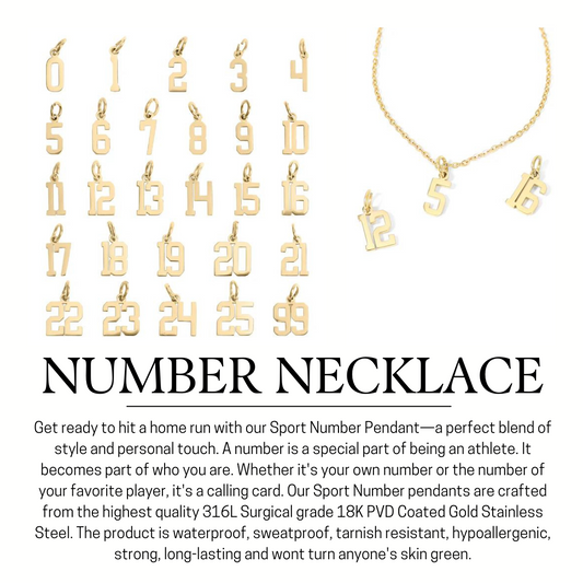 Stainless Steel Number Charm Necklace (Custom)