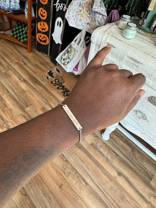 Stainless Steel Flat Adjustable Bar Bracelet (Custom)