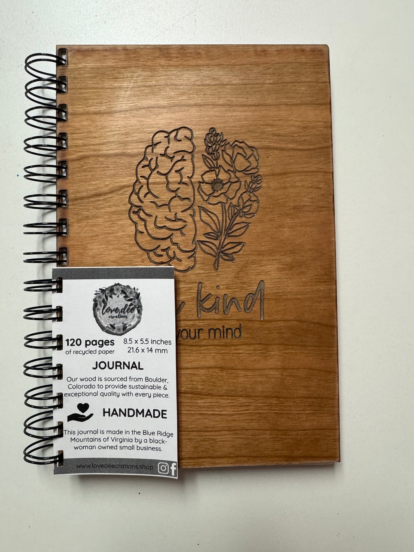 Be Kind to your Mind Wood cover journal