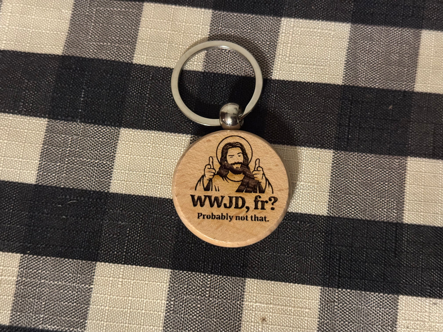 WWJD, fr? Keychain or Magnet