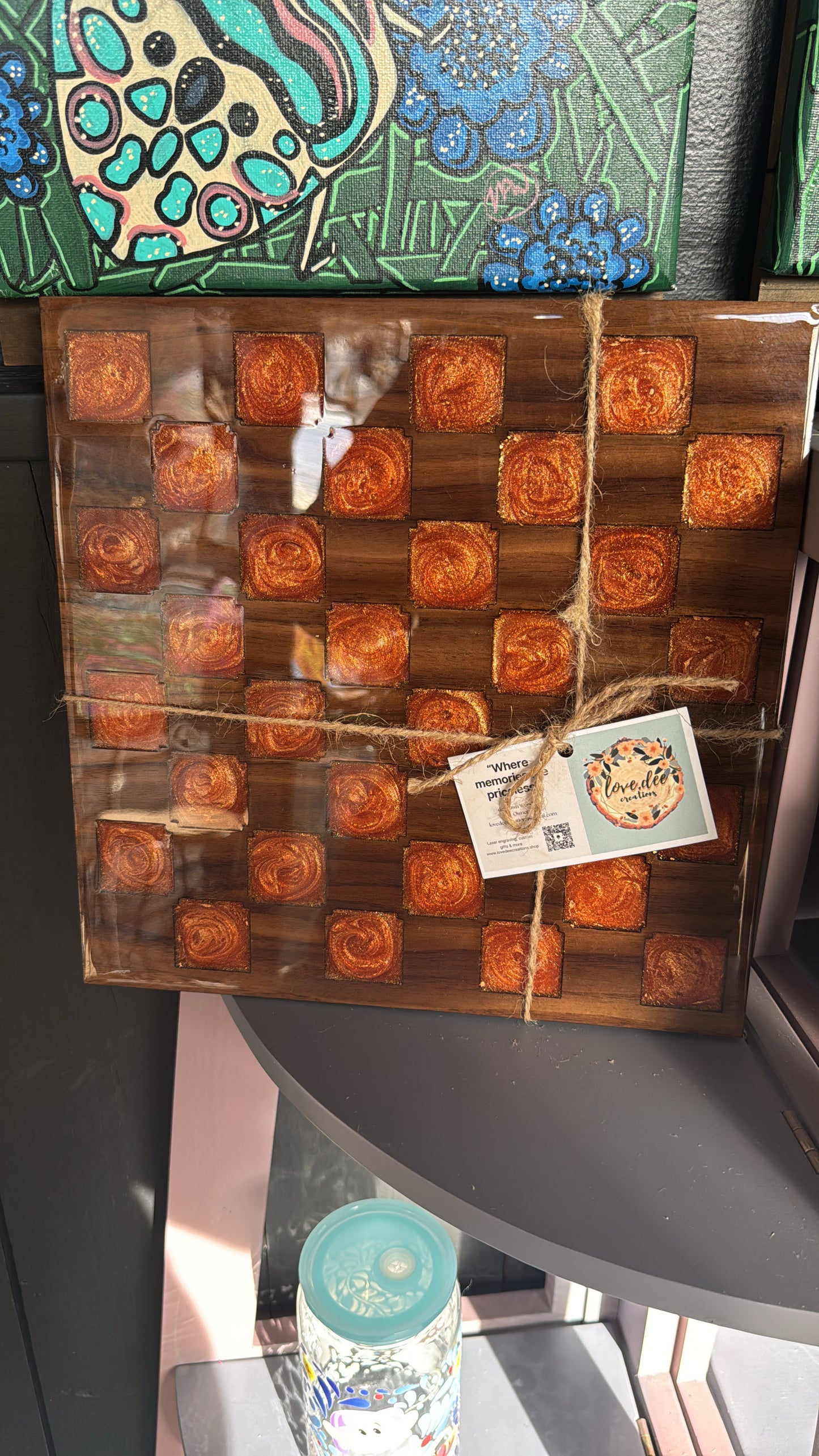 Walnut & Amber Chessboard
