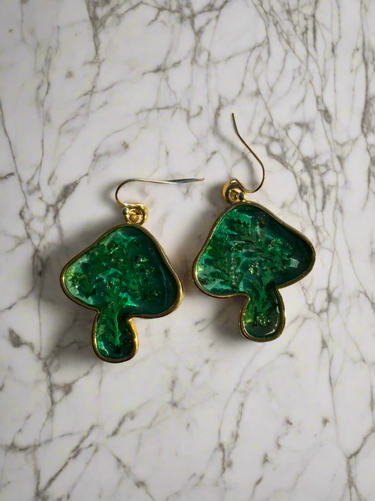 Gold Mushroom Resin Dangles