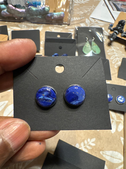 “Cougar Blues” clay earrings