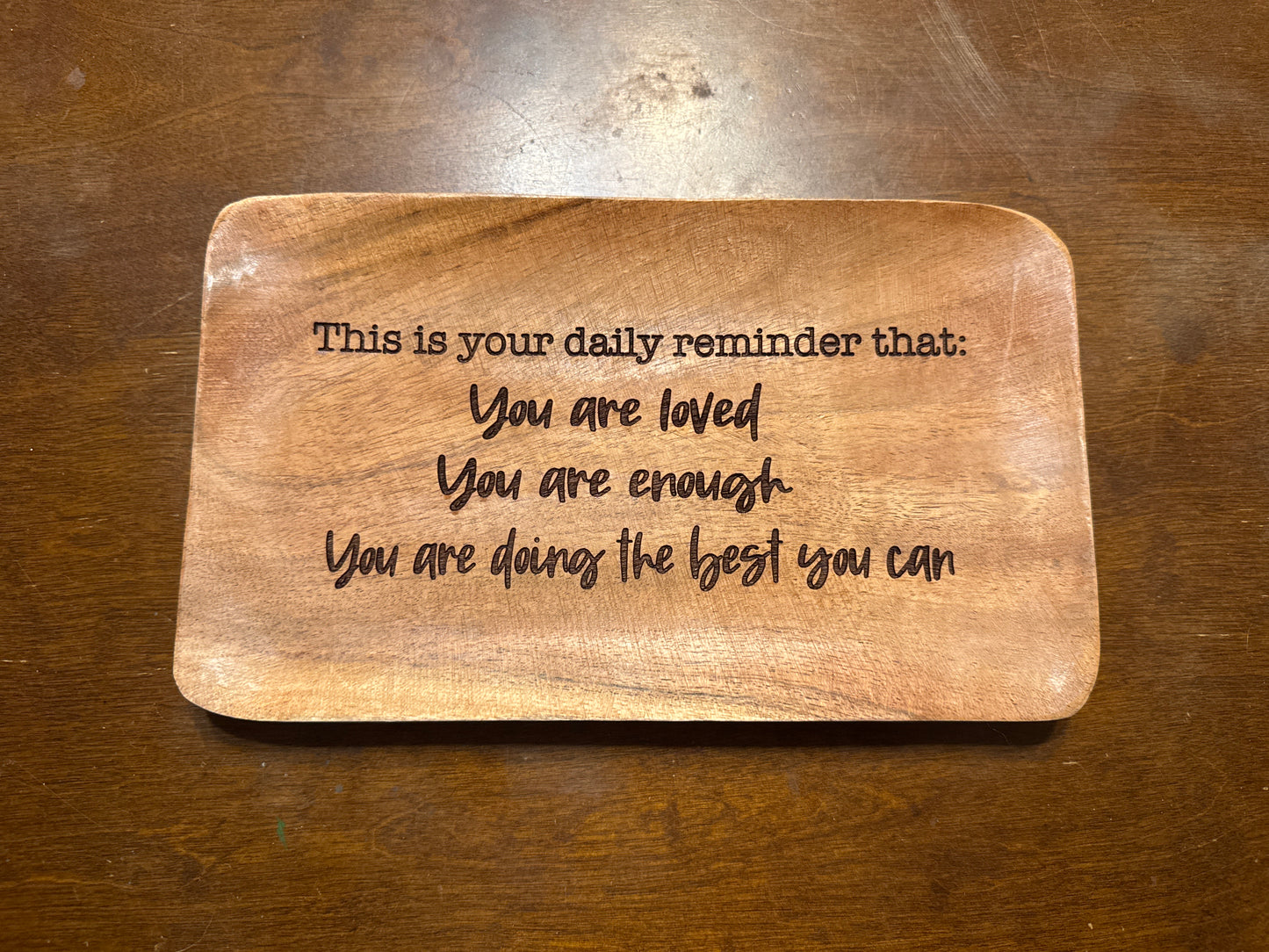 Daily reminder decorative tray