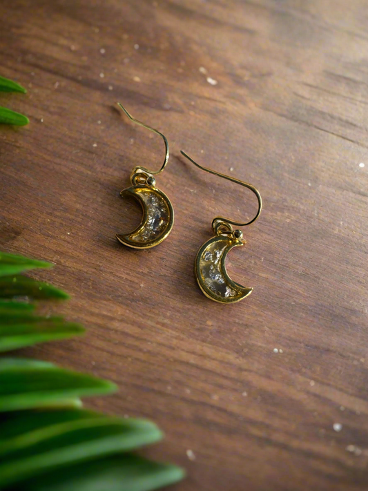 Gold Moon Resin Dangles