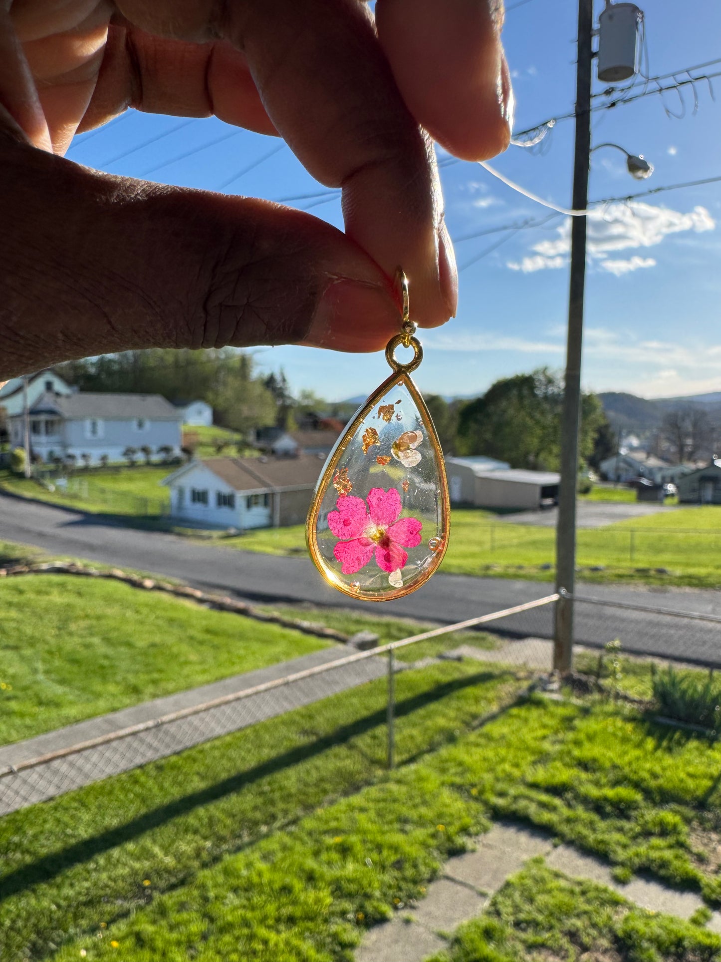 Large Gold Teardrop Resin Dangles
