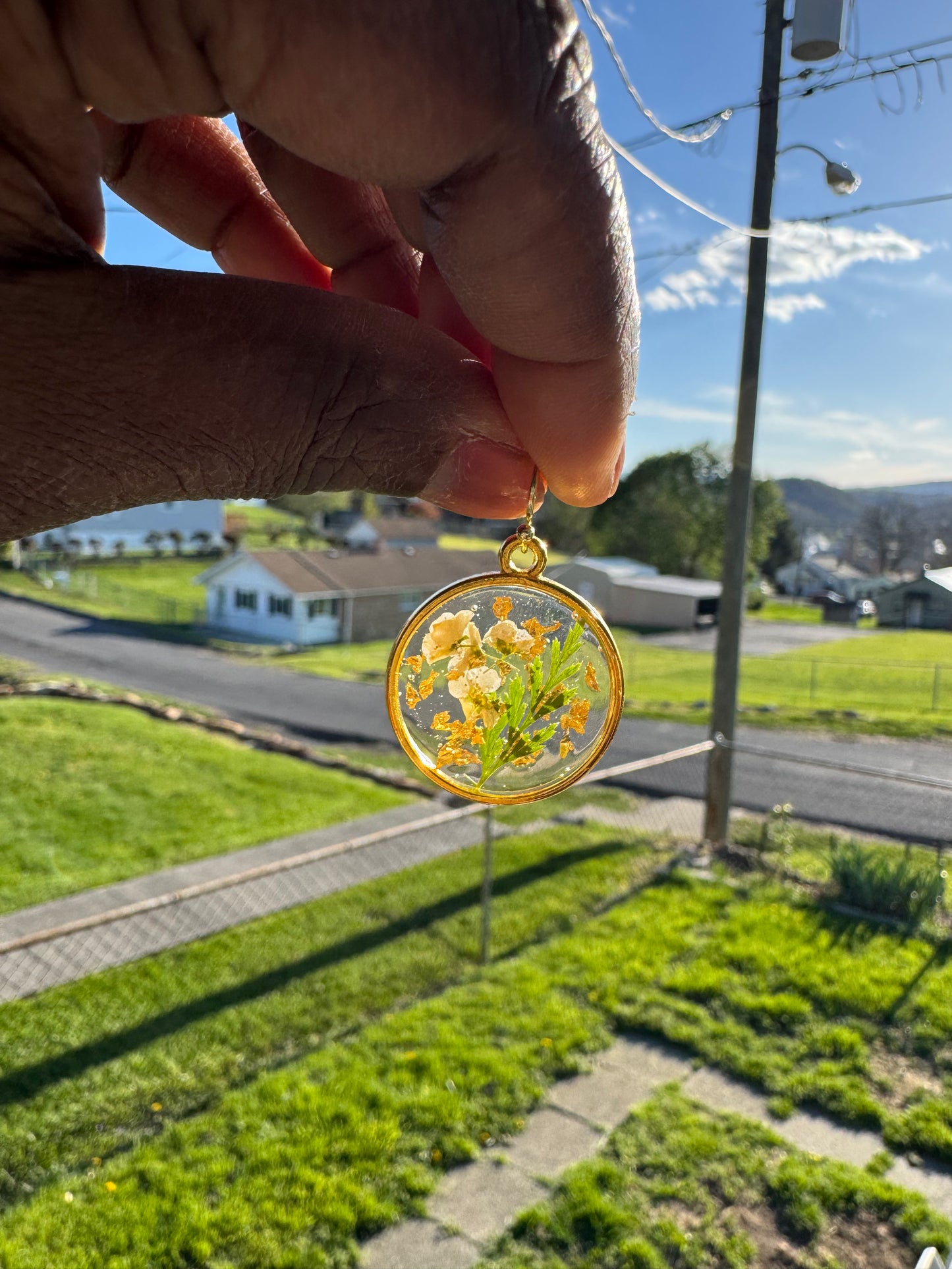 Large Gold circle Resin Dangles