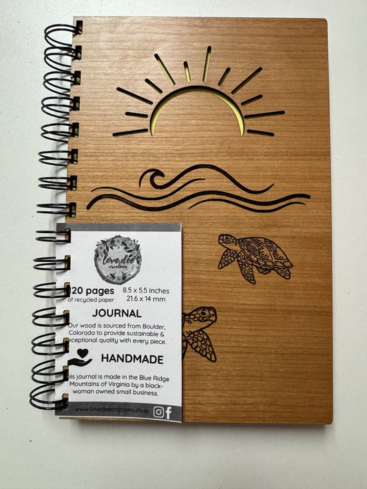 Sea turtles Cat Wood cover journal