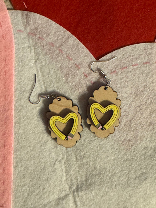 Pencil Heart Framed Earrings