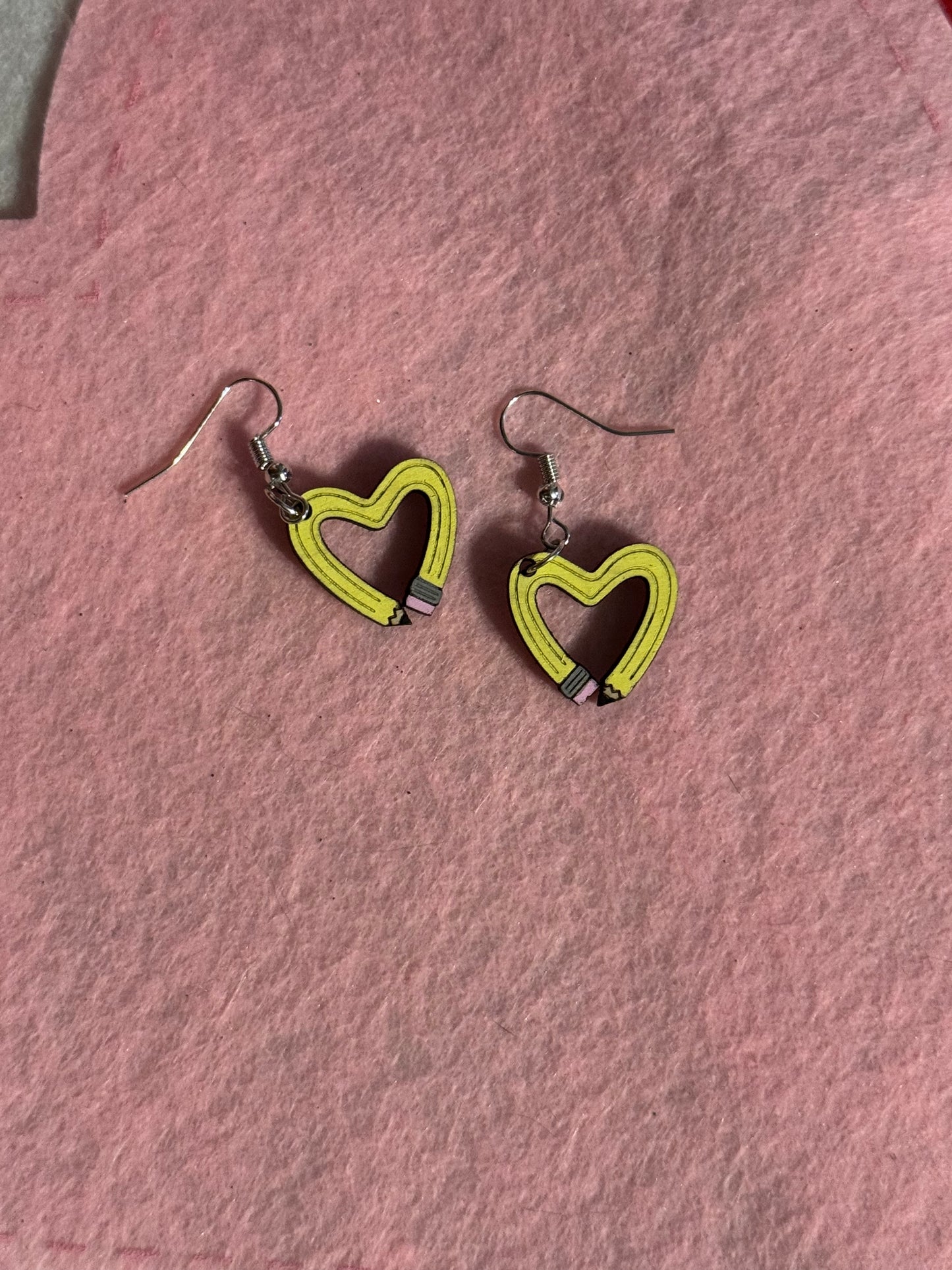 Pencil Heart Earrings