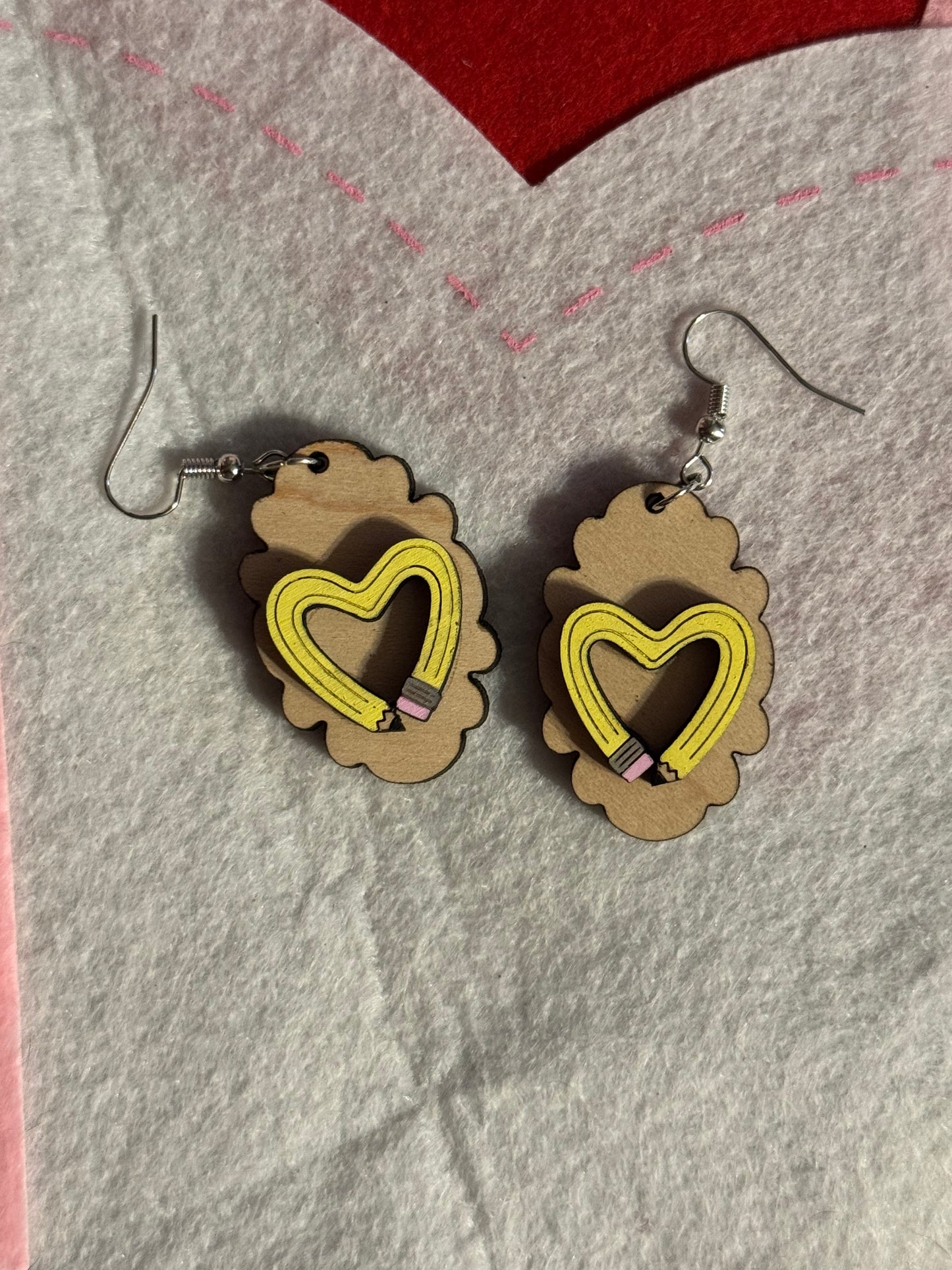 Pencil Heart Framed Earrings