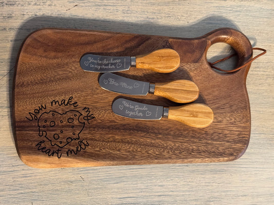 "You make my heart melt"--Cutting board