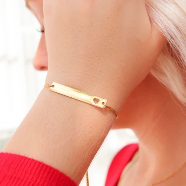 Flat Adjustable Bar with Heart Bracelet