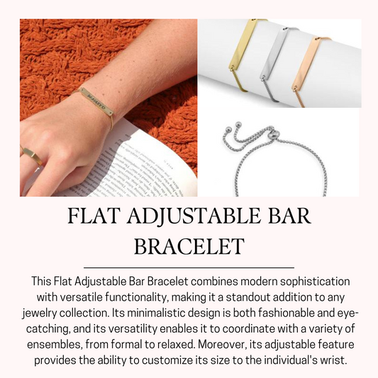 Stainless Steel Flat Adjustable Bar Bracelet (Custom)