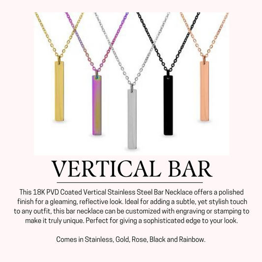 Stainless Steel Vertical Bar Necklace (Custom)