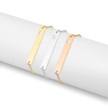 Flat Adjustable Bar with Heart Bracelet